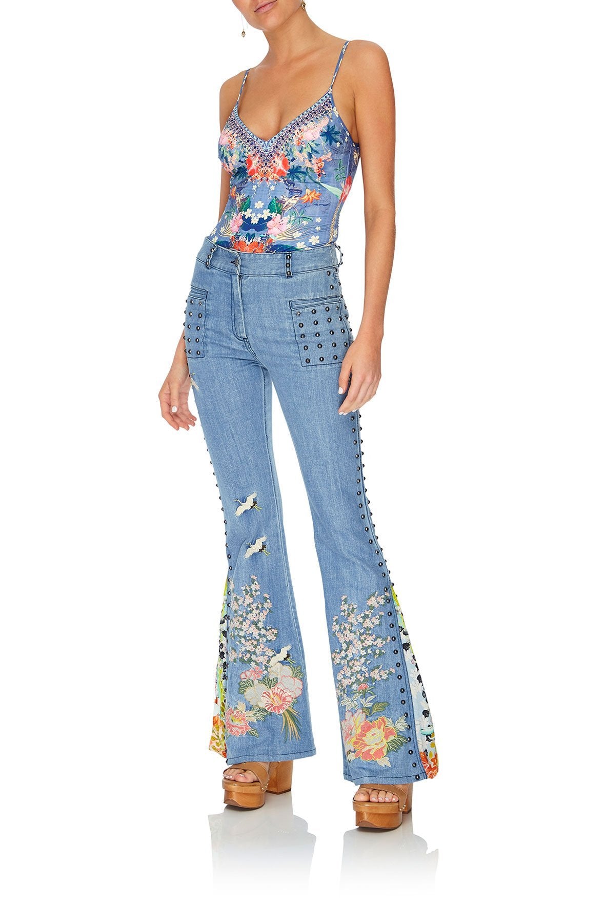 FLARED JEAN WITH CONTRAST PANEL THE STILL ABYSS