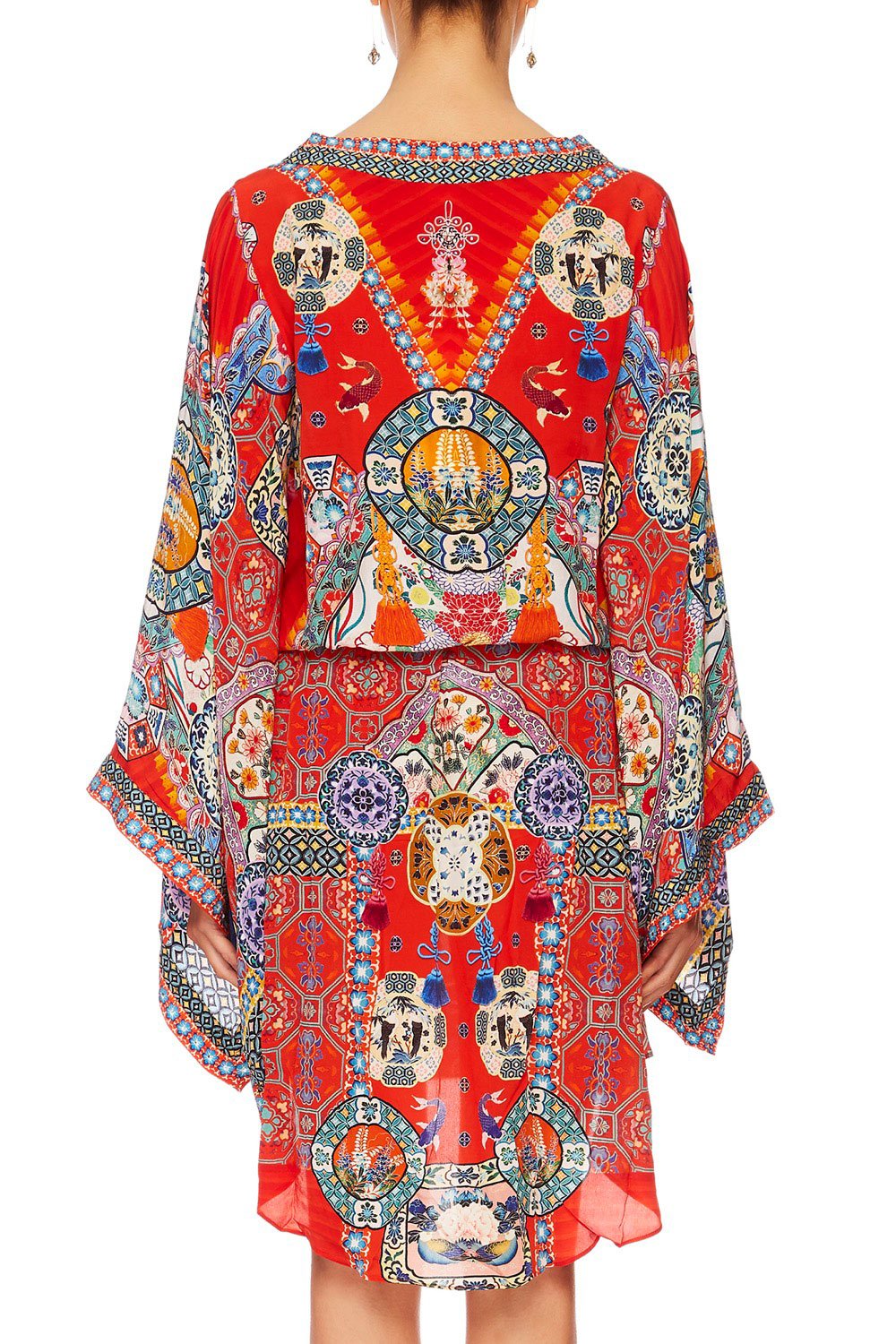 FOUND IN TRANSLATION V-NECK KIMONO DRESS W TIE