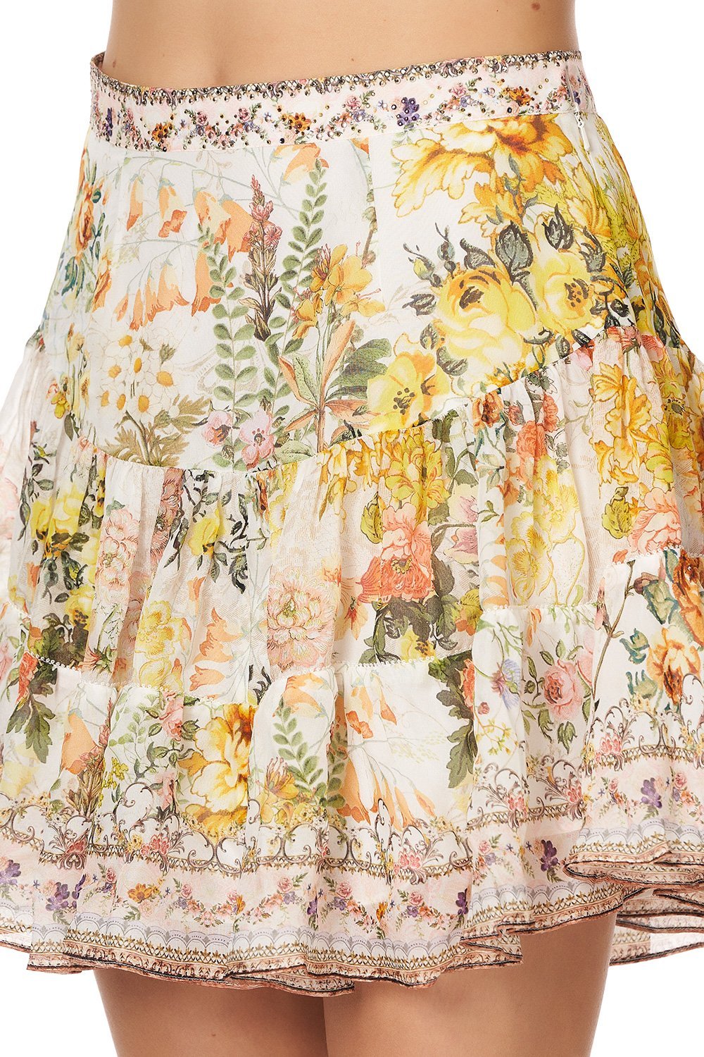 GATHERED PANEL MINI SKIRT IN THE HILLS OF TUSCANY