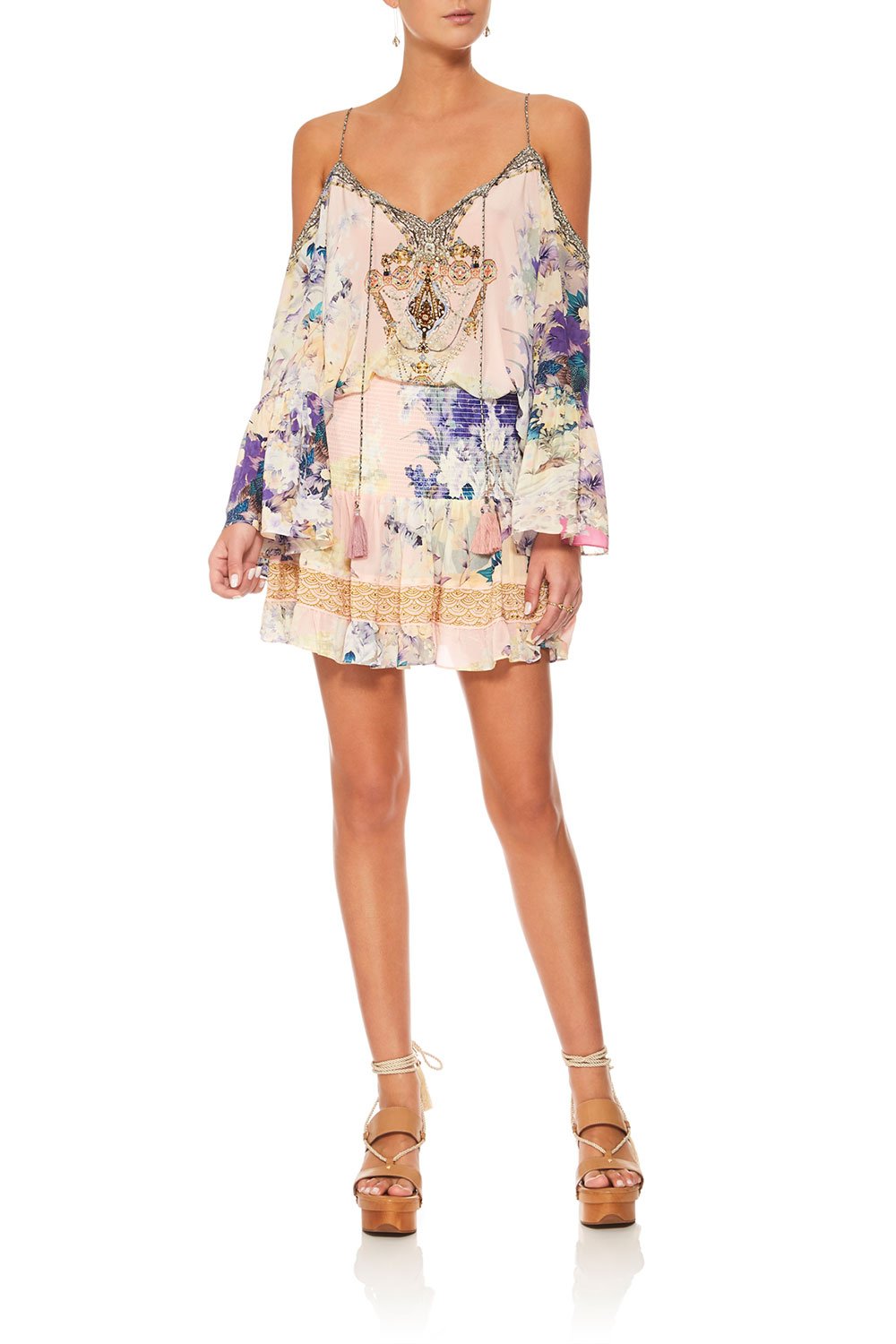 CAMILLA HARAJUKU HEIRESS SHORT SHIRRED SKIRT