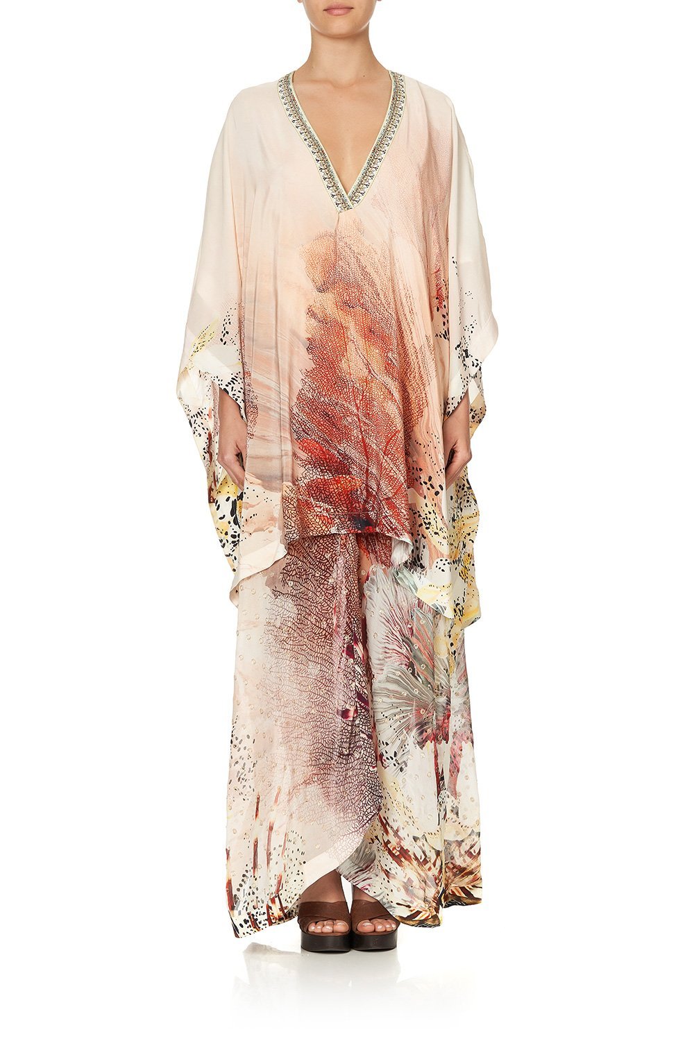 HIGH LOW HEM V NECK KAFTAN COASTAL TREASURE