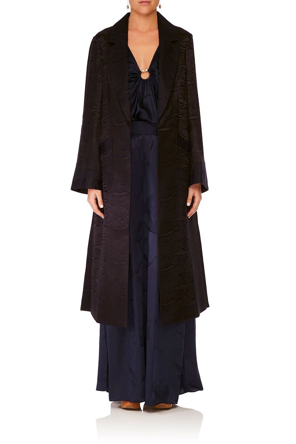 CAMILLA SOLID NAVY JACKET W TOPSTITCH DETAIL