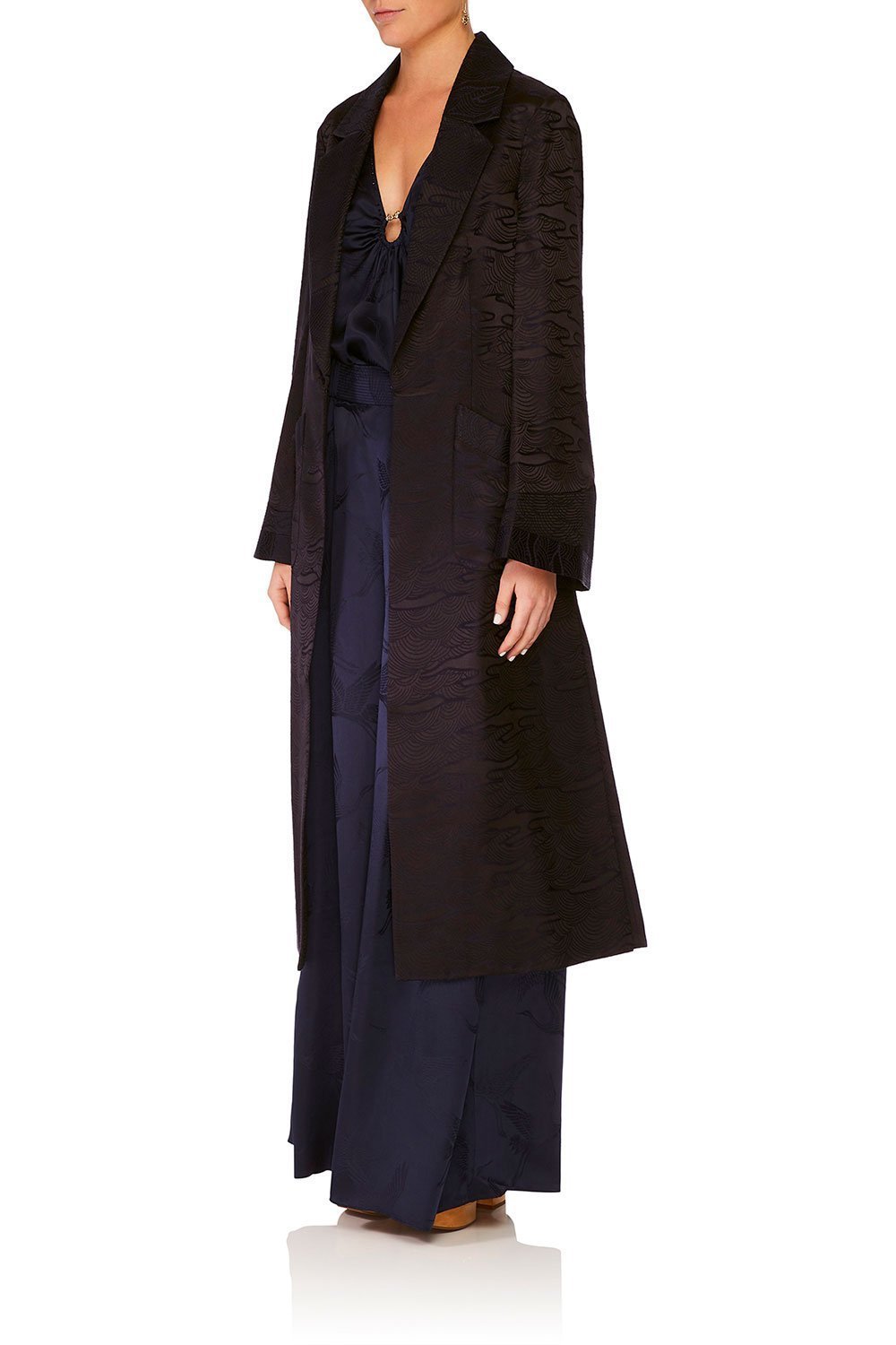 CAMILLA SOLID NAVY JACKET W TOPSTITCH DETAIL