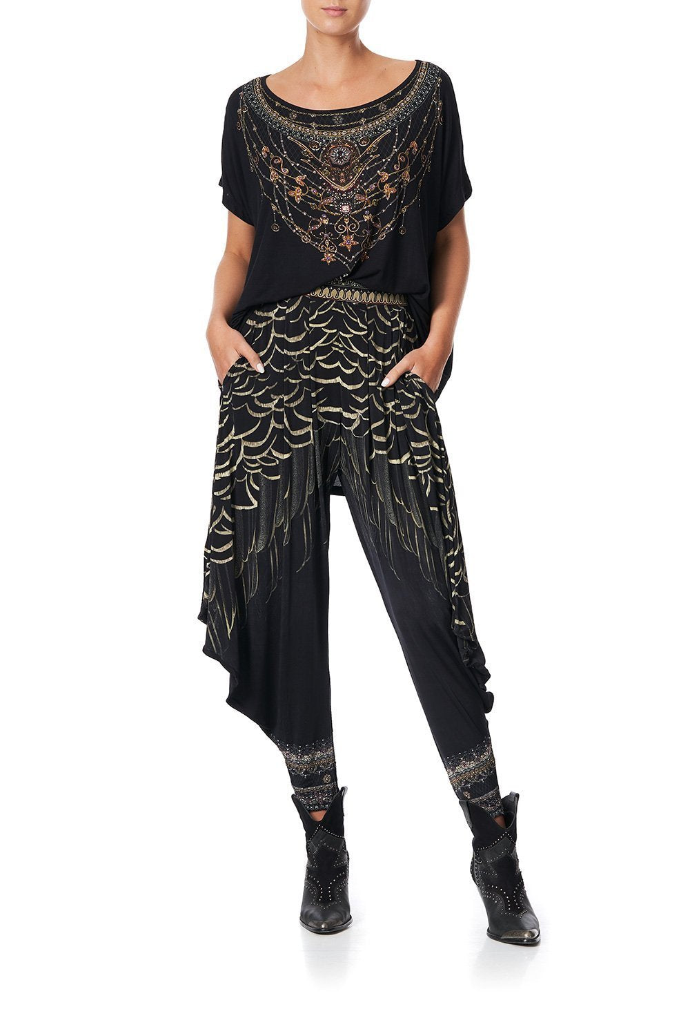 JERSEY DRAPE PANT WITH POCKET UNDER A FULL MOON