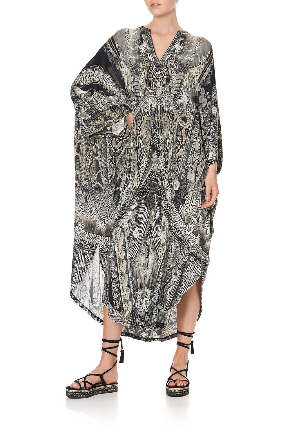 JERSEY LONG KAFTAN WITH ROUNDED HEM ONE TRIBE