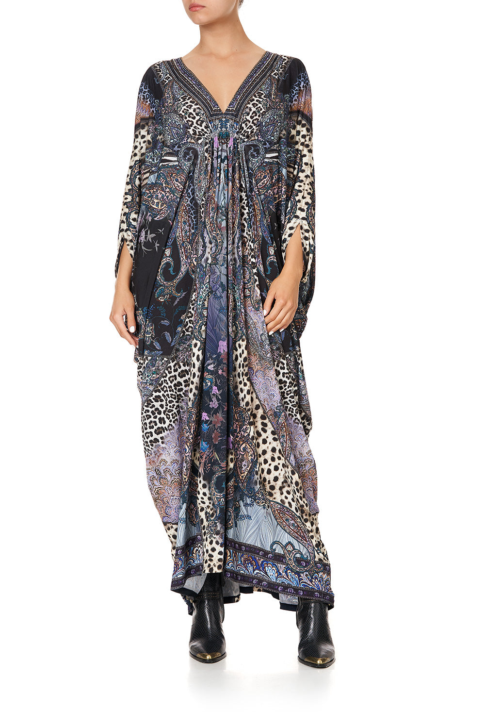 JERSEY SPLIT SLEEVE DRAPED DRESS FESTIVAL EXPRESS