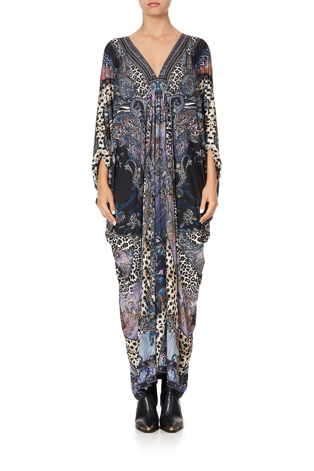 JERSEY SPLIT SLEEVE DRAPED DRESS FESTIVAL EXPRESS