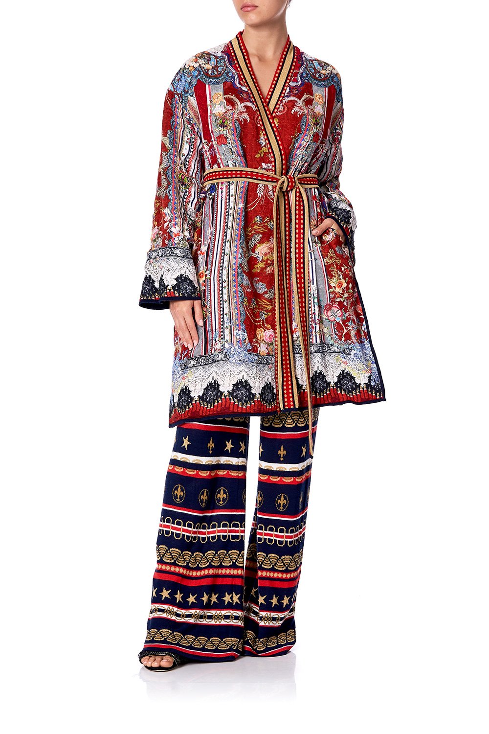 KNITTED JACKET WITH BELT COSTUME PARTY