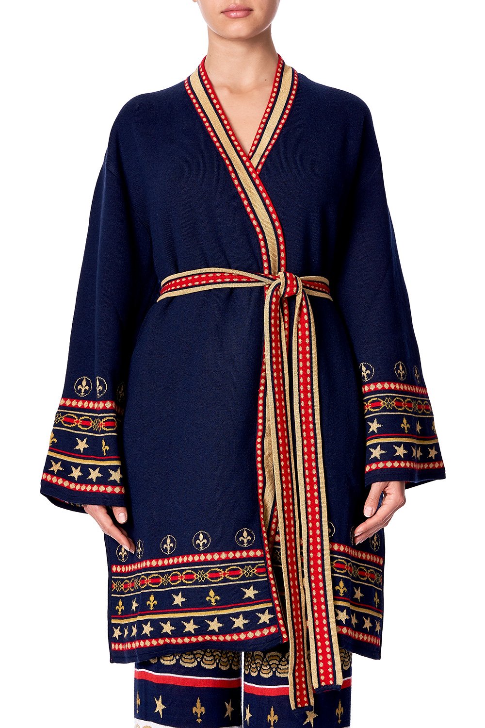 KNITTED JACKET WITH BELT COSTUME PARTY