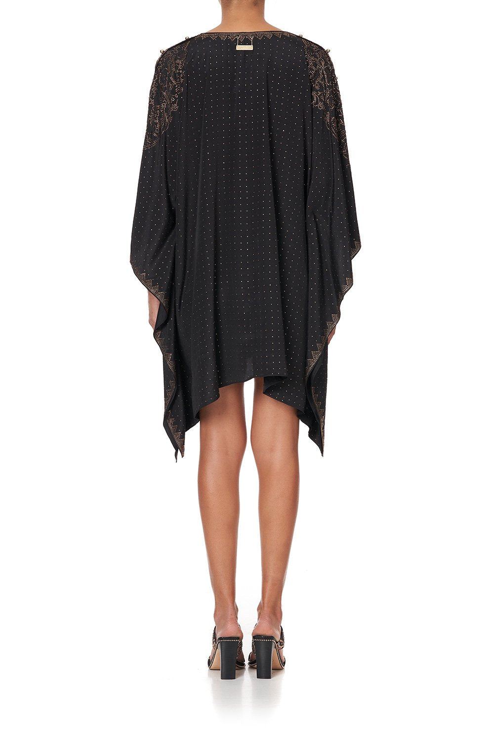 KAFTAN WITH BUTTON UP SLEEVES LUXE BLACK