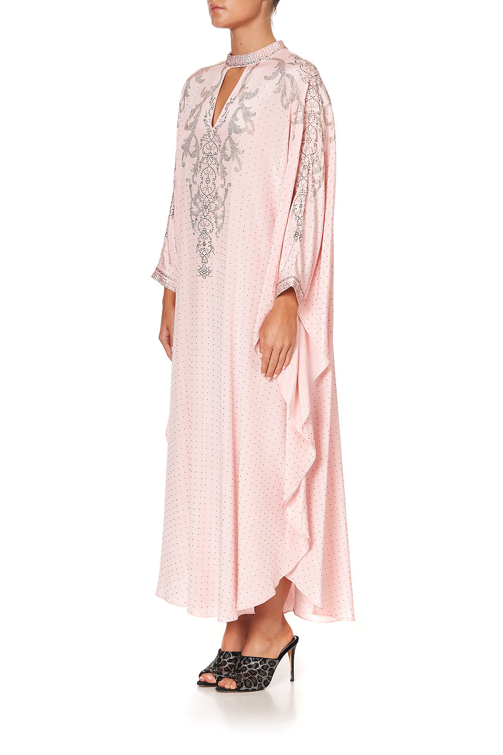 KAFTAN WITH HIGH COLLAR STAND LUXE PINK