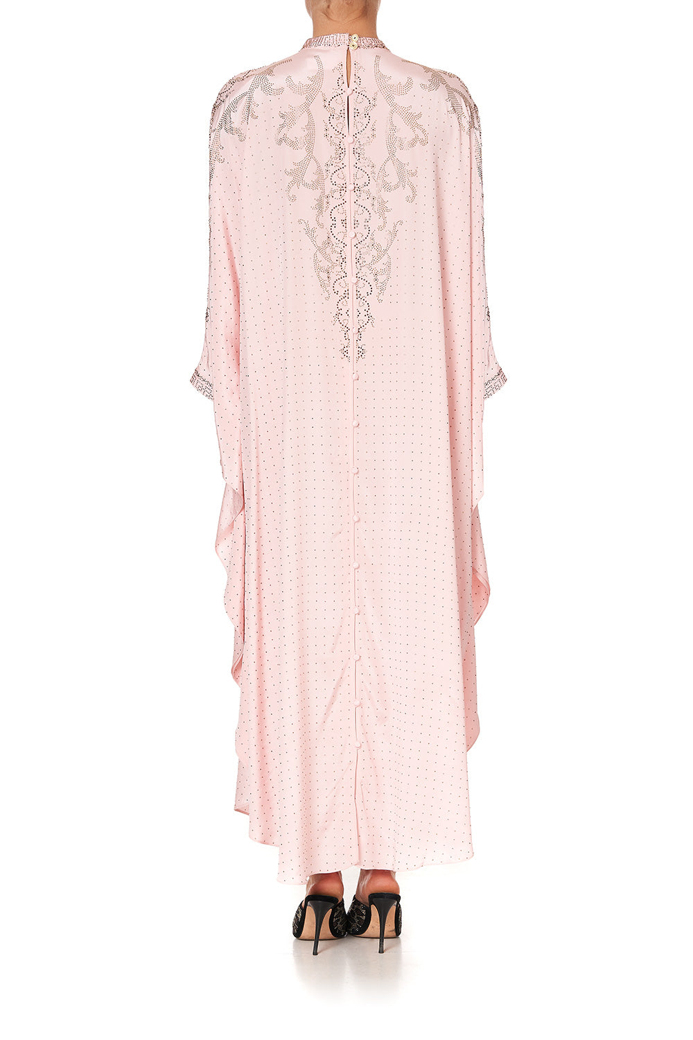 KAFTAN WITH HIGH COLLAR STAND LUXE PINK