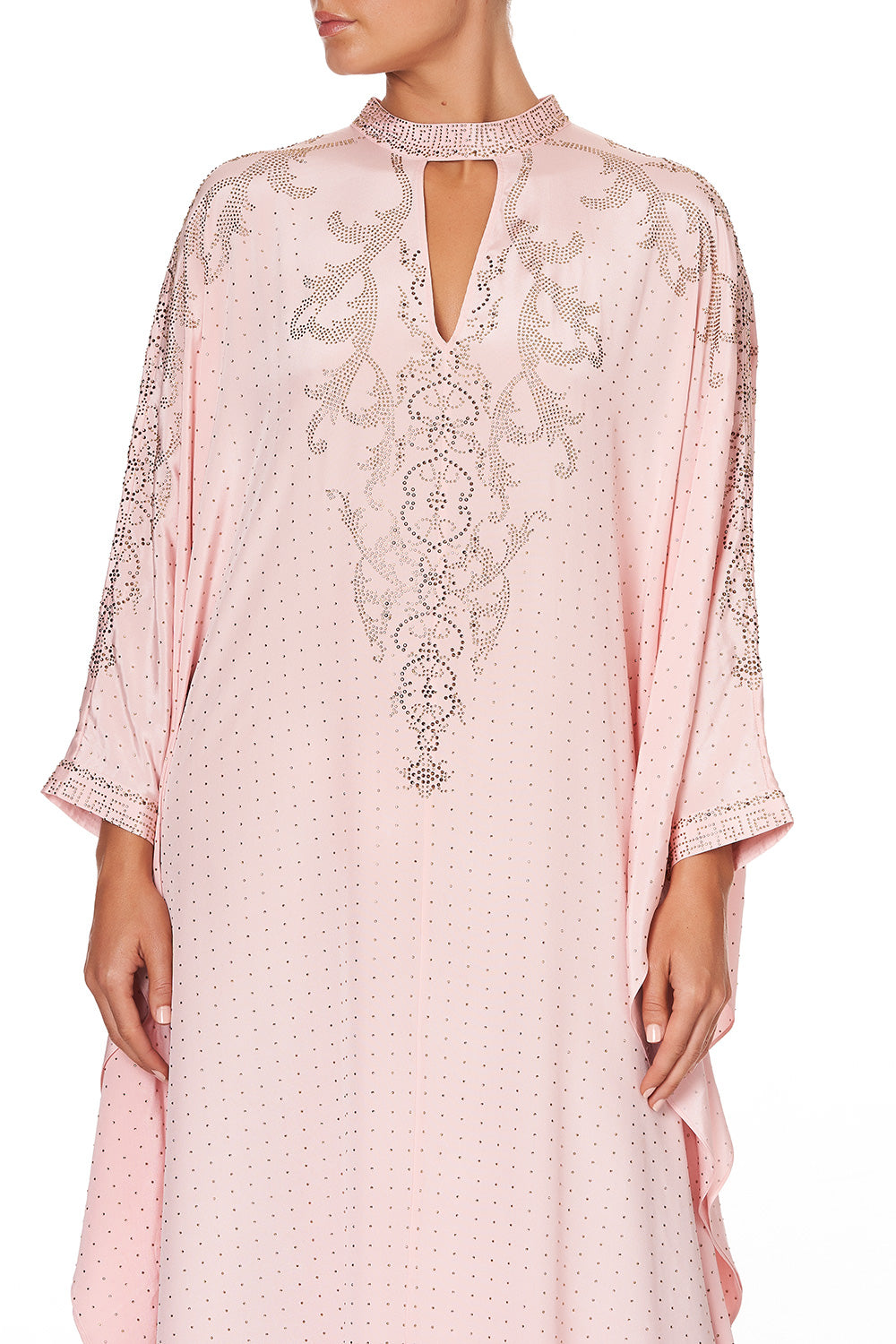 KAFTAN WITH HIGH COLLAR STAND LUXE PINK