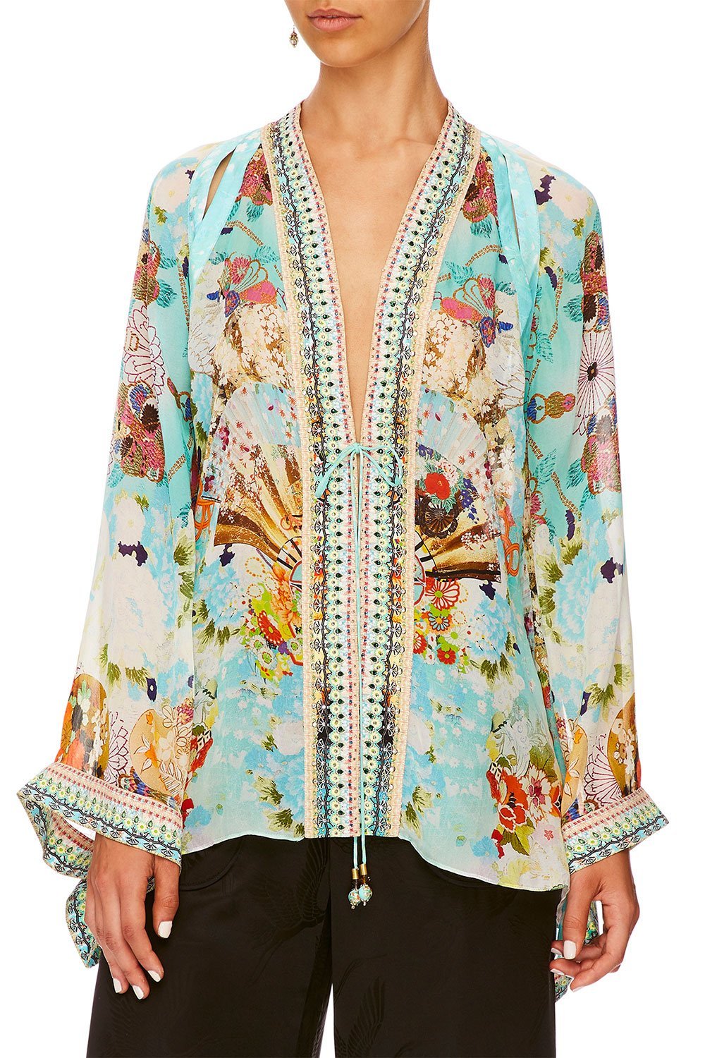 CAMILLA KAFTAN W/ SHEER SLEEVE RETRO'S RAINBOW