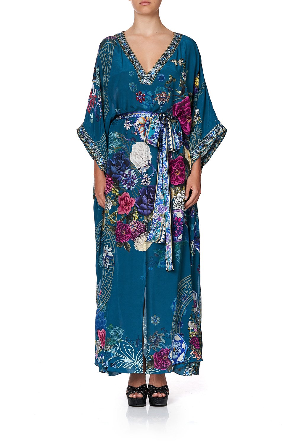 KAFTAN WITH V-NECKBAND AND BELT LUNAR GAZING