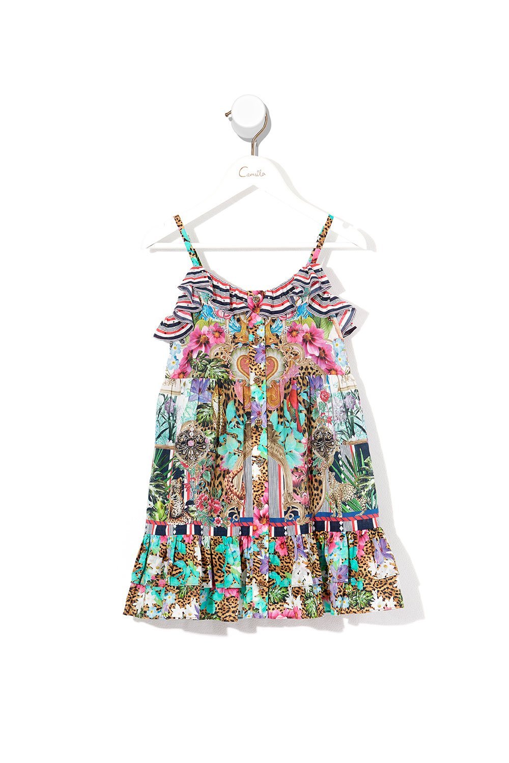 CAMILLA KIDS BUTTON THROUGH FRILL DRESS CHAMPAGNE COAST