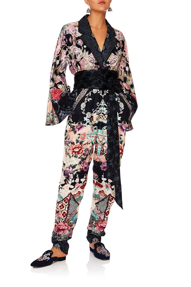 CAMILLA NIGHTS WITH HER KIMONO SLEEVE JUMPSUIT WPIPING