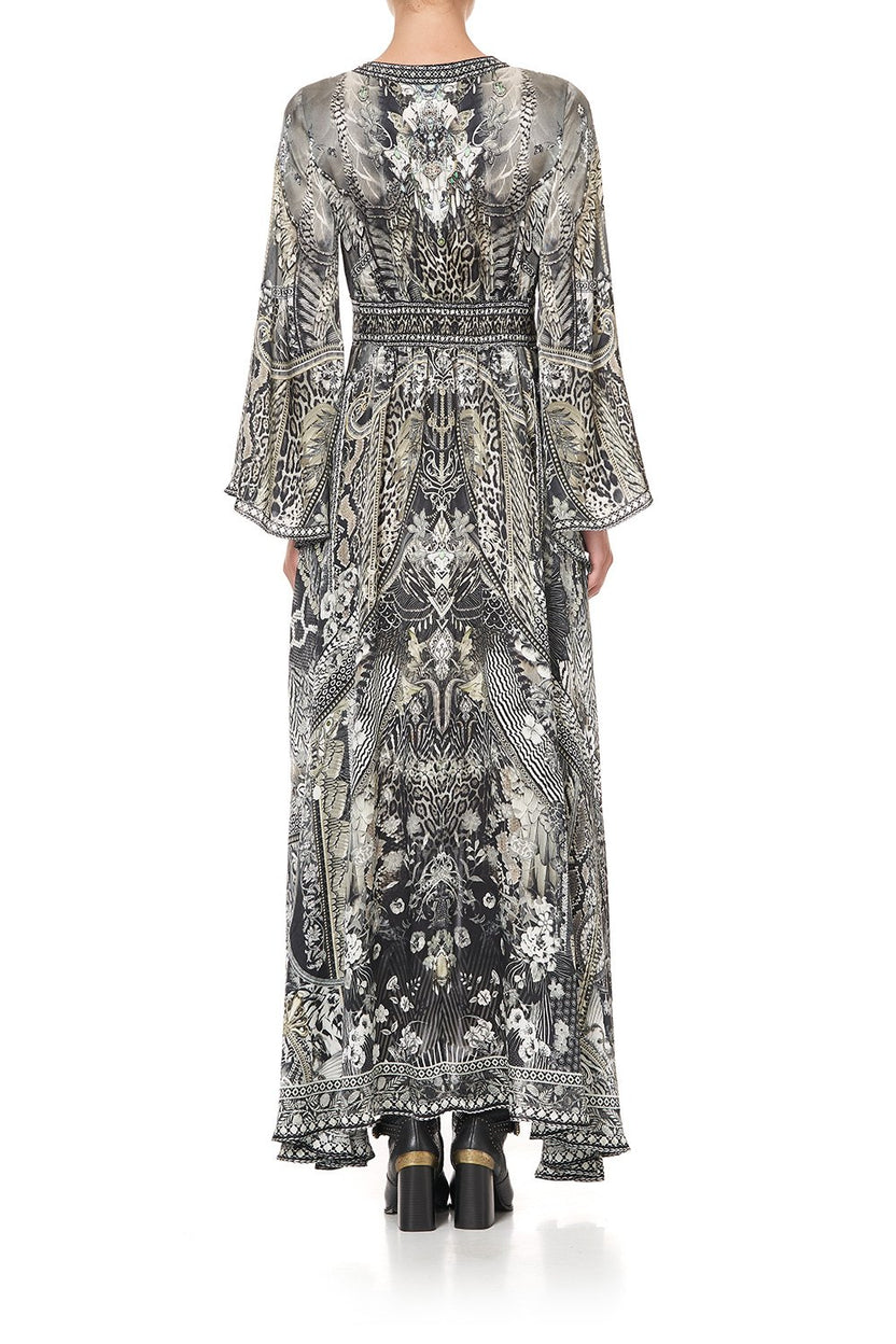 KIMONO SLEEVE DRESS WITH SHIRRING DETAIL PALACE MUSE