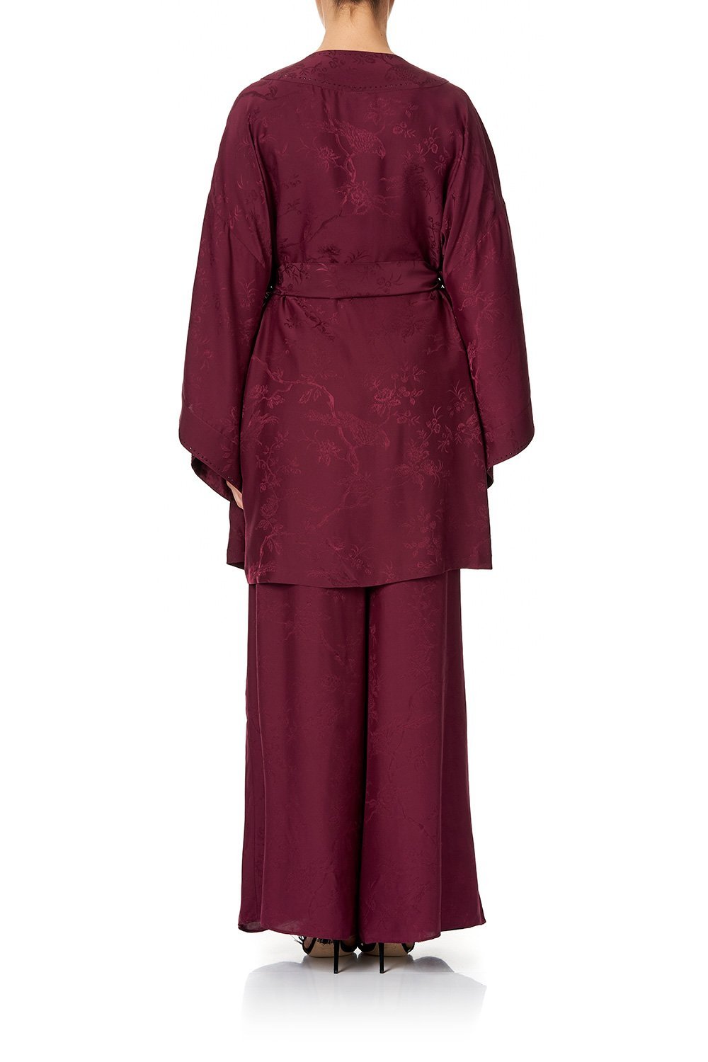 KIMONO WITH TIE BELT BURGUNDY