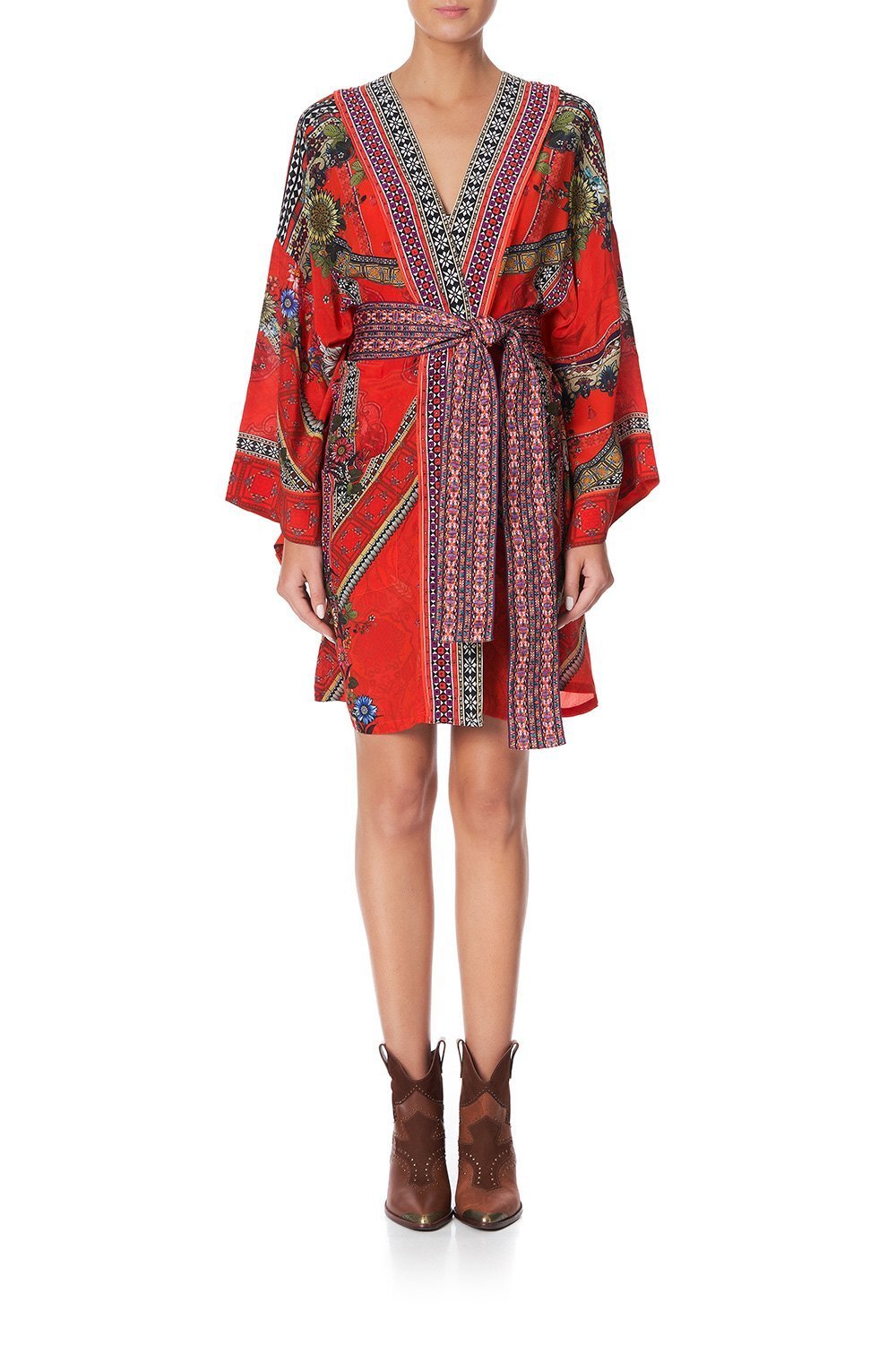 KIMONO WITH TIE BELT WONDERING WARATAH