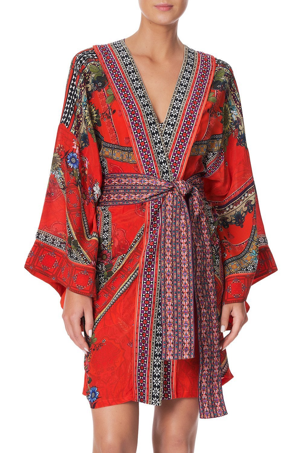 KIMONO WITH TIE BELT WONDERING WARATAH