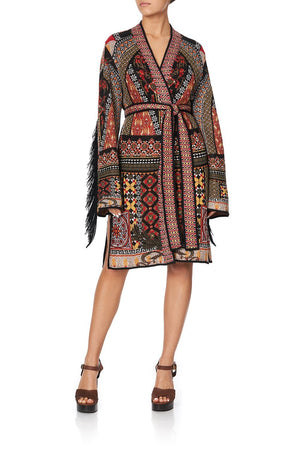 KNIT JACQUARD JACKET WITH CROCHET INSERTS PAVED IN PAISLEY