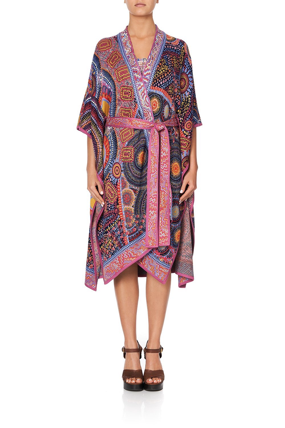 KNIT JACQUARD PONCHO WITH TIE WARLU DREAMING