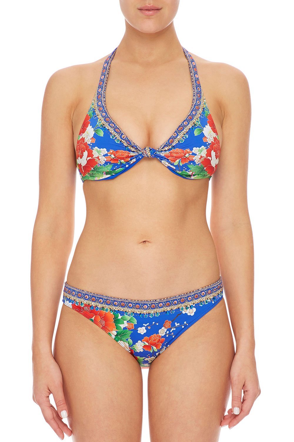 CAMILLA KNOT FRONT HALTER TOP PLAYING KOI