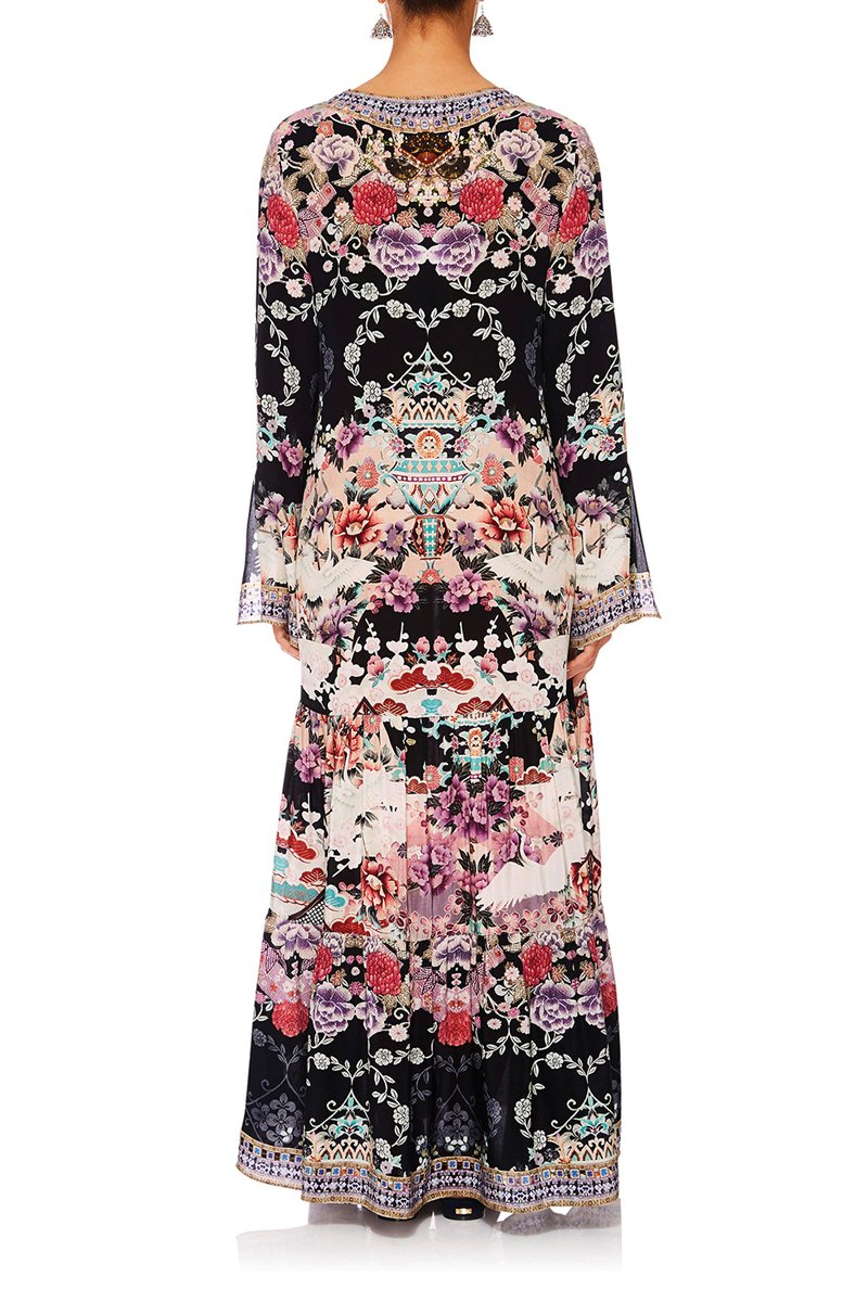 NIGHTS WITH HER LACE UP DRESS W TIERED HEM