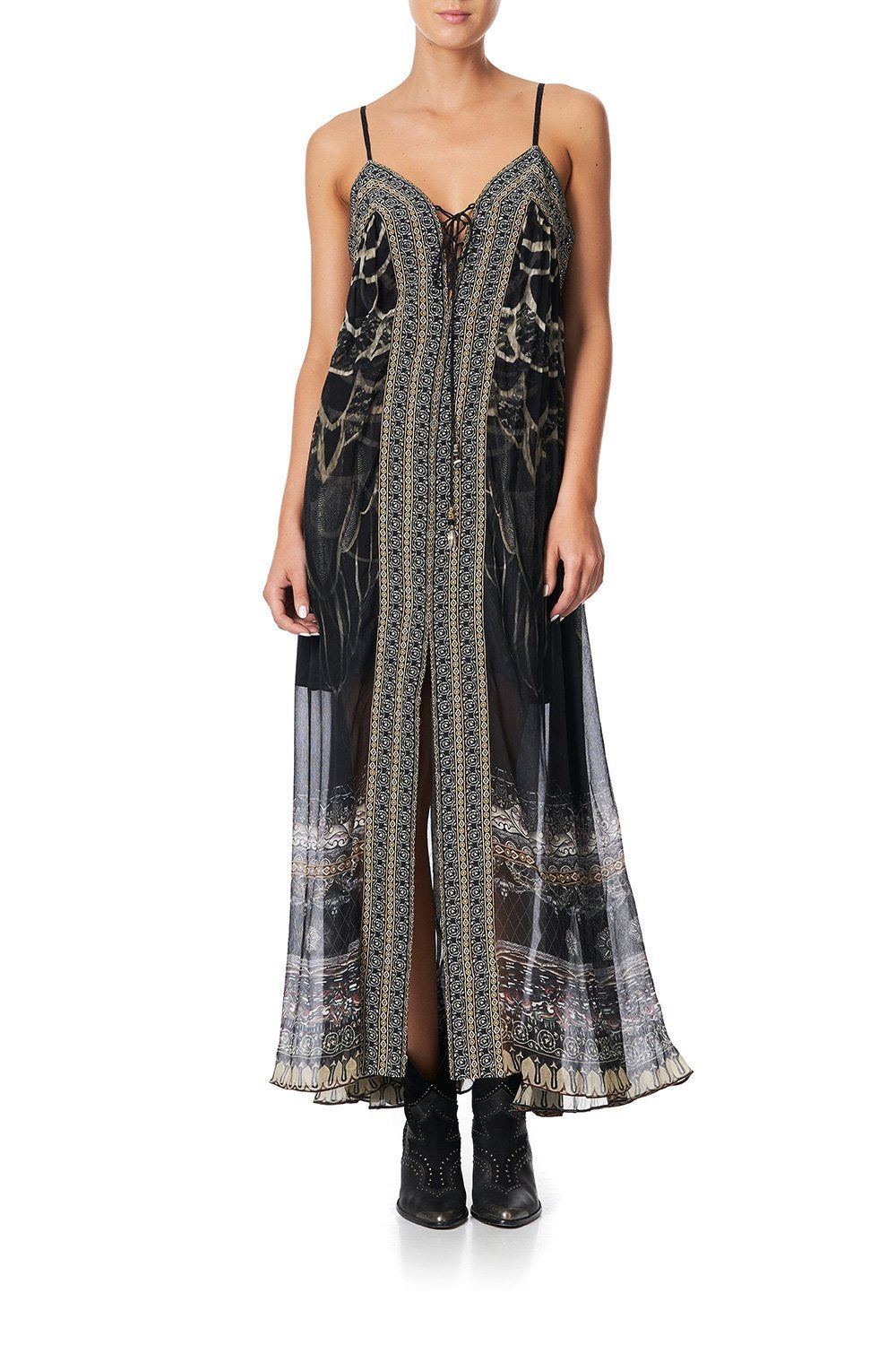 LACE UP FRONT DRESS UNDER A FULL MOON