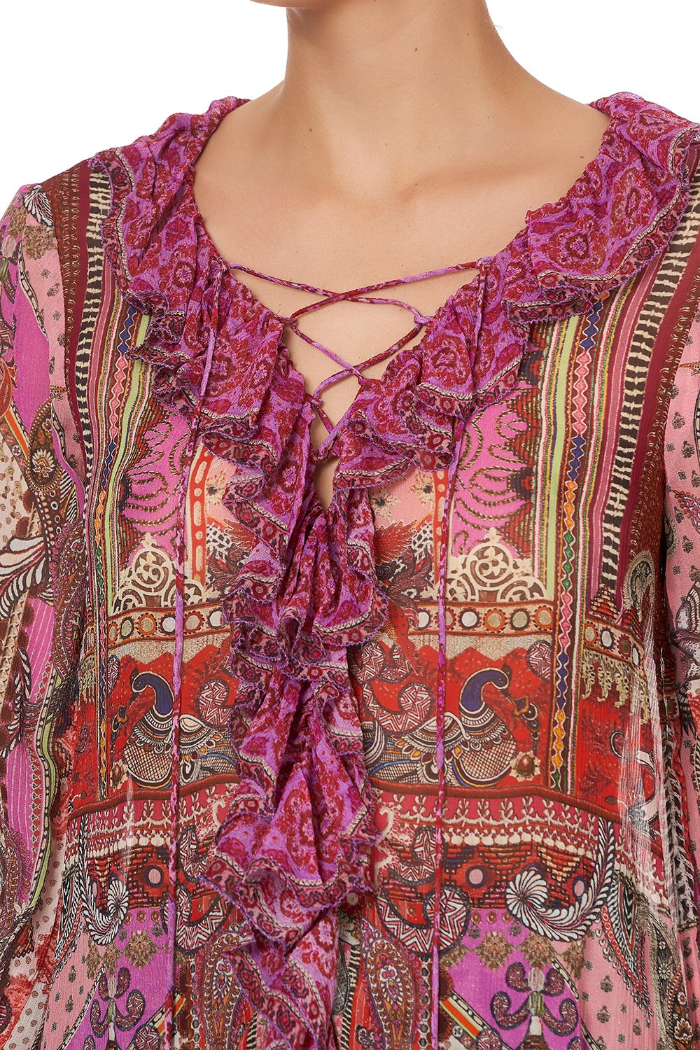 LACE UP RUFFLE BLOUSE LOTUS LOVERS