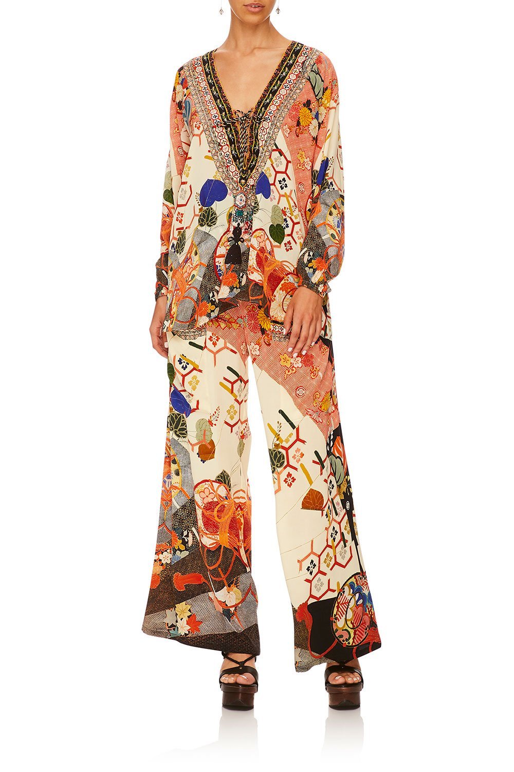 CAMILLA KISSING THE SUN LACE UP SHIRT