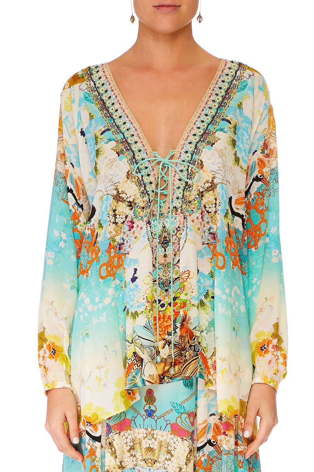 CAMILLA RETROS RAINBOW LACE UP SHIRT