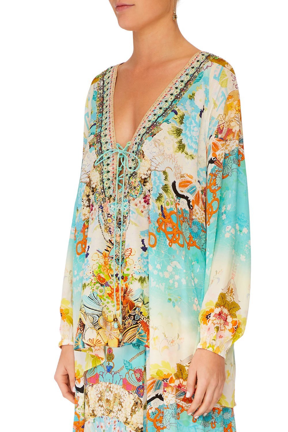 CAMILLA RETROS RAINBOW LACE UP SHIRT