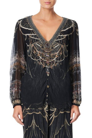 LACE UP SIDE BLOUSE UNDER A FULL MOON
