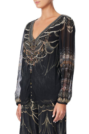 LACE UP SIDE BLOUSE UNDER A FULL MOON