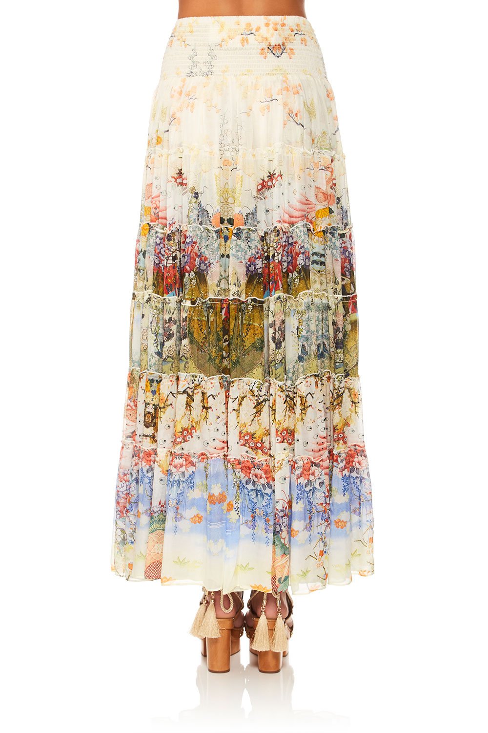 CAMILLA LADY LABYRINTH SHEER TIERED MAXI SKIRT