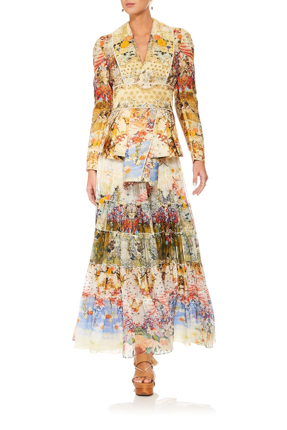 CAMILLA LADY LABYRINTH SHEER TIERED MAXI SKIRT