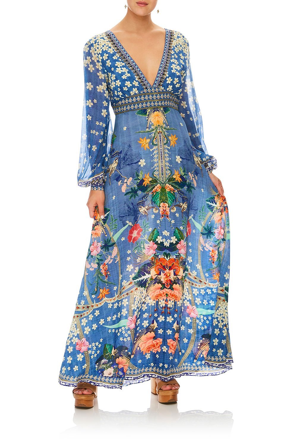 CAMILLA FARAWAY FLORALS LANTERN SLEEVE DRESS