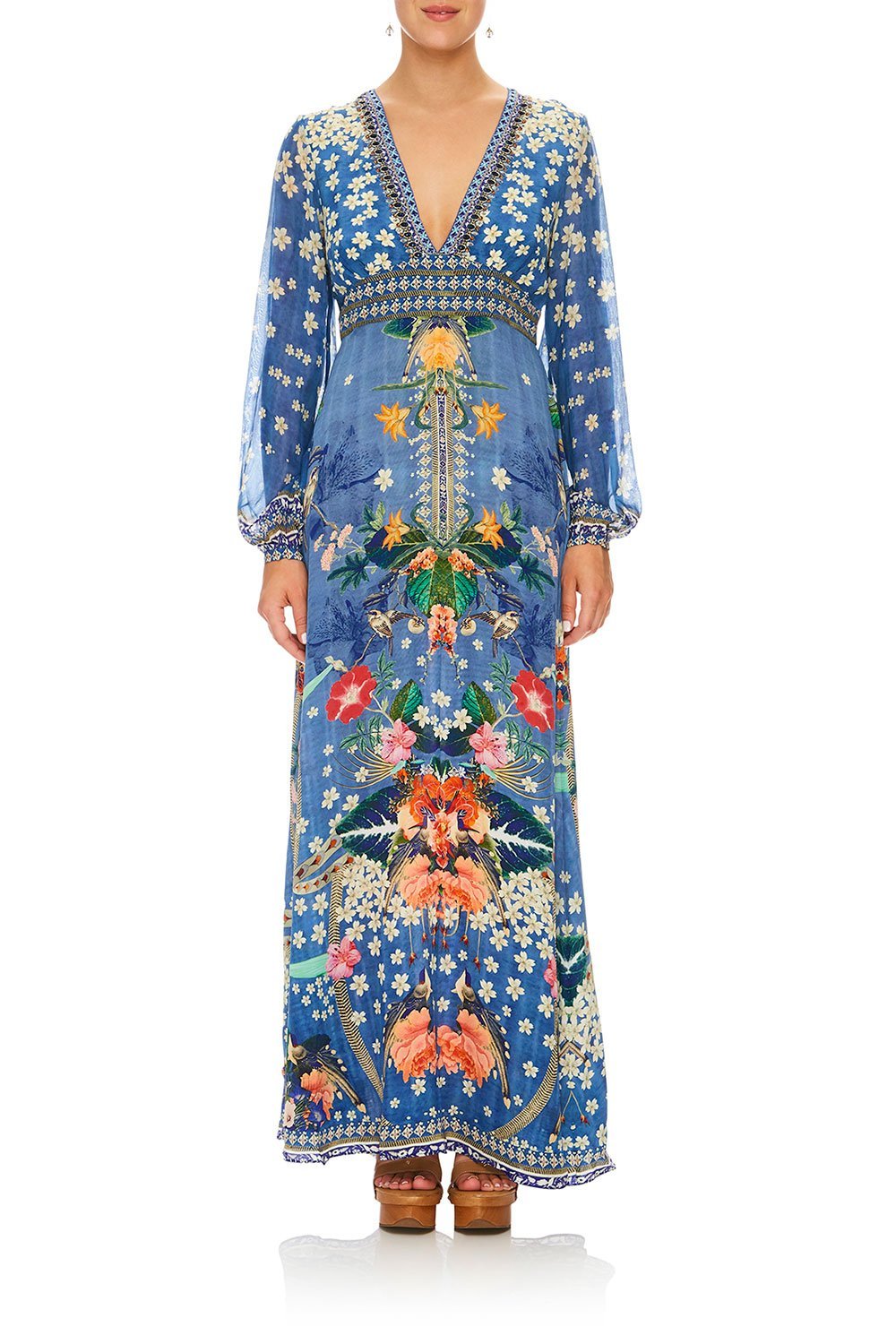 CAMILLA FARAWAY FLORALS LANTERN SLEEVE DRESS