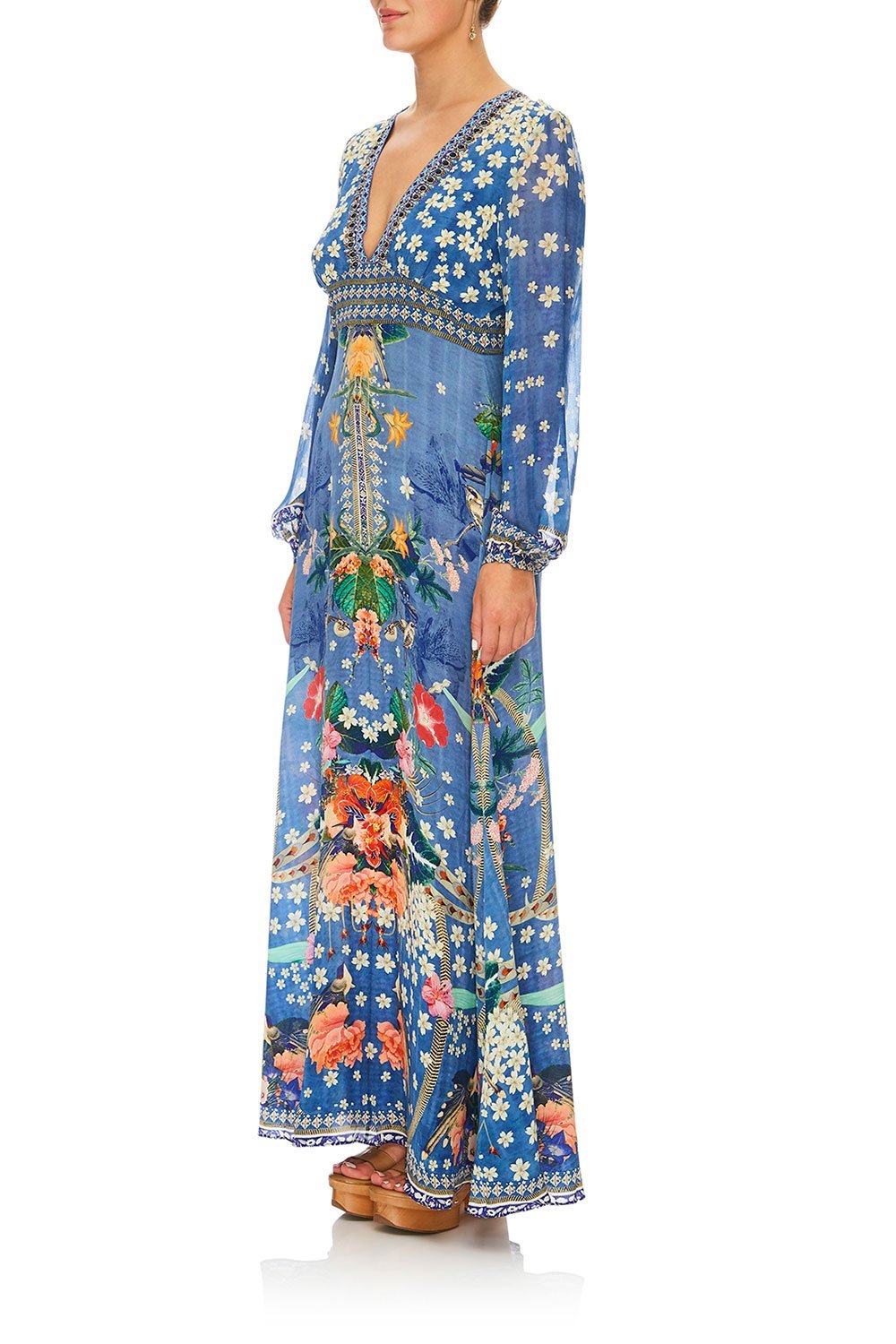 CAMILLA FARAWAY FLORALS LANTERN SLEEVE DRESS