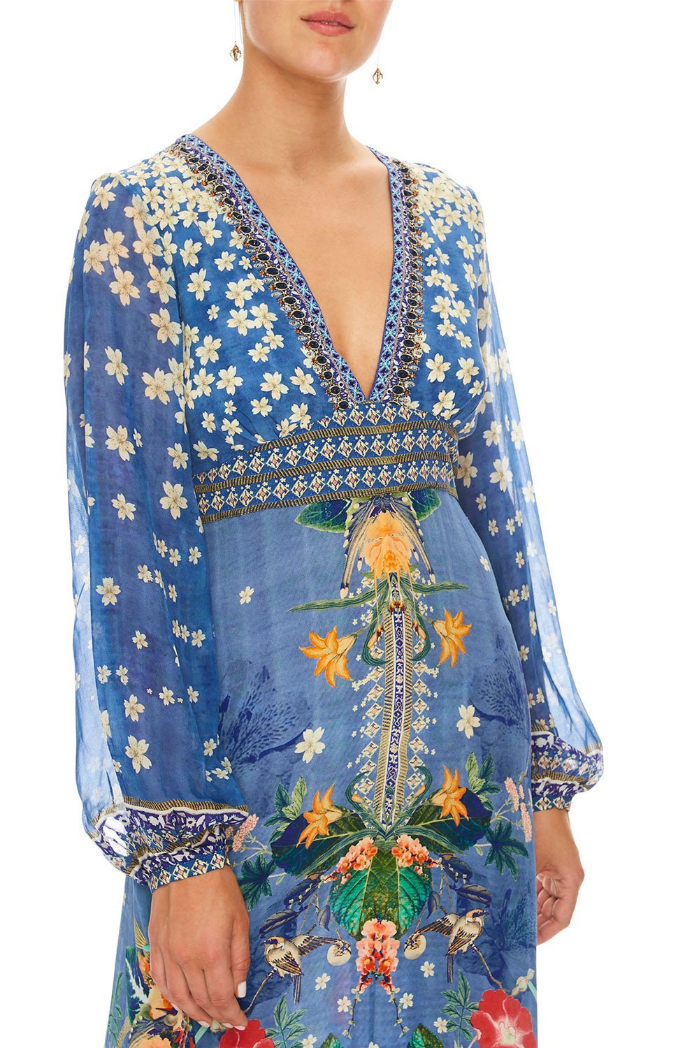 CAMILLA FARAWAY FLORALS LANTERN SLEEVE DRESS