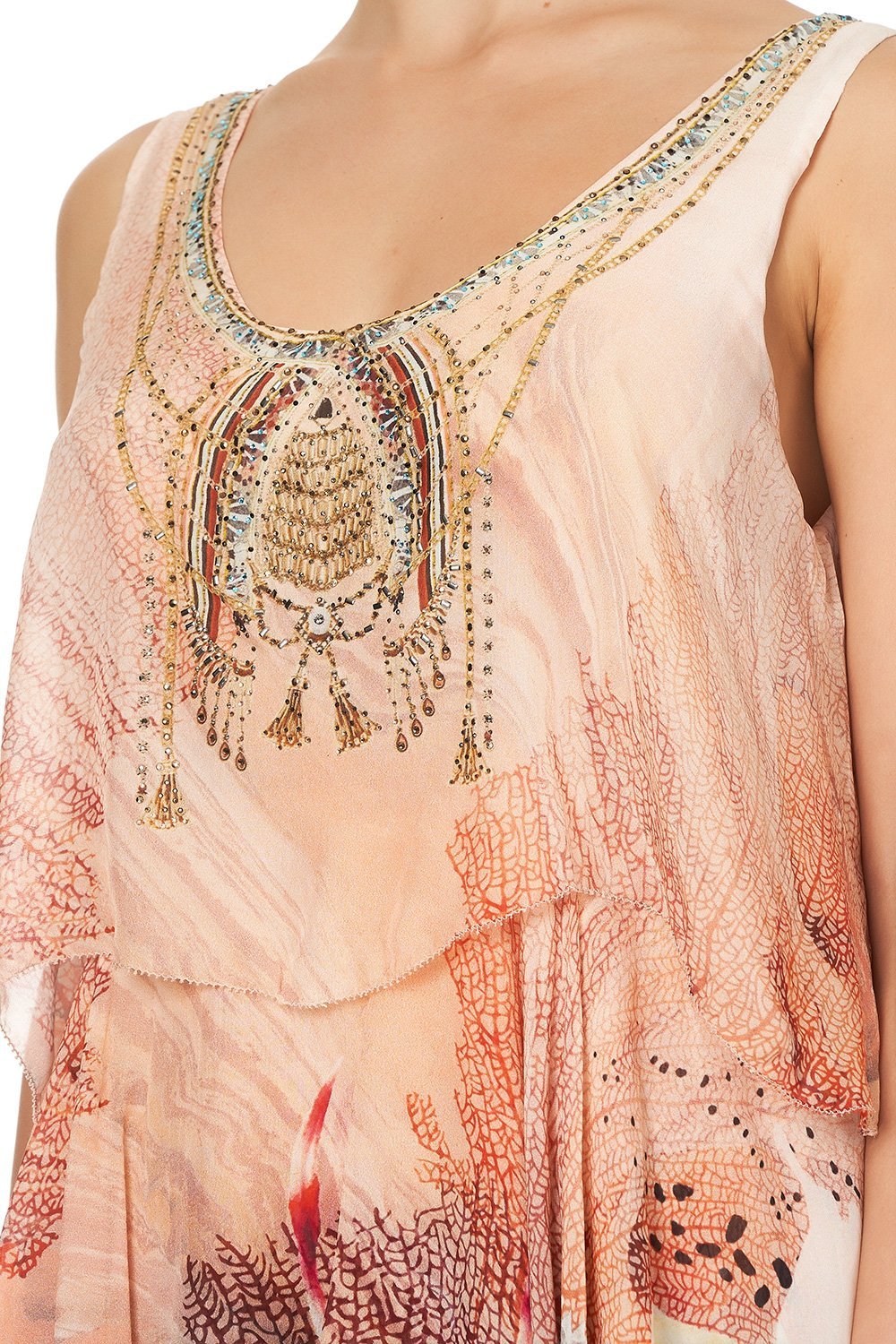 LAYERED FRILL LONG DRESS COASTAL TREASURE