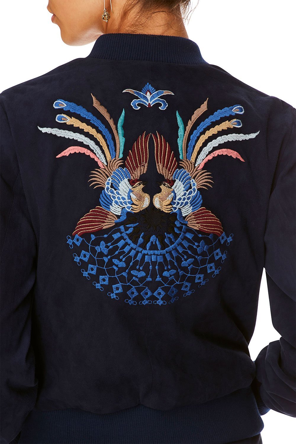 CAMILLA FOR THE FANS LEATHER BOMBER JACKET