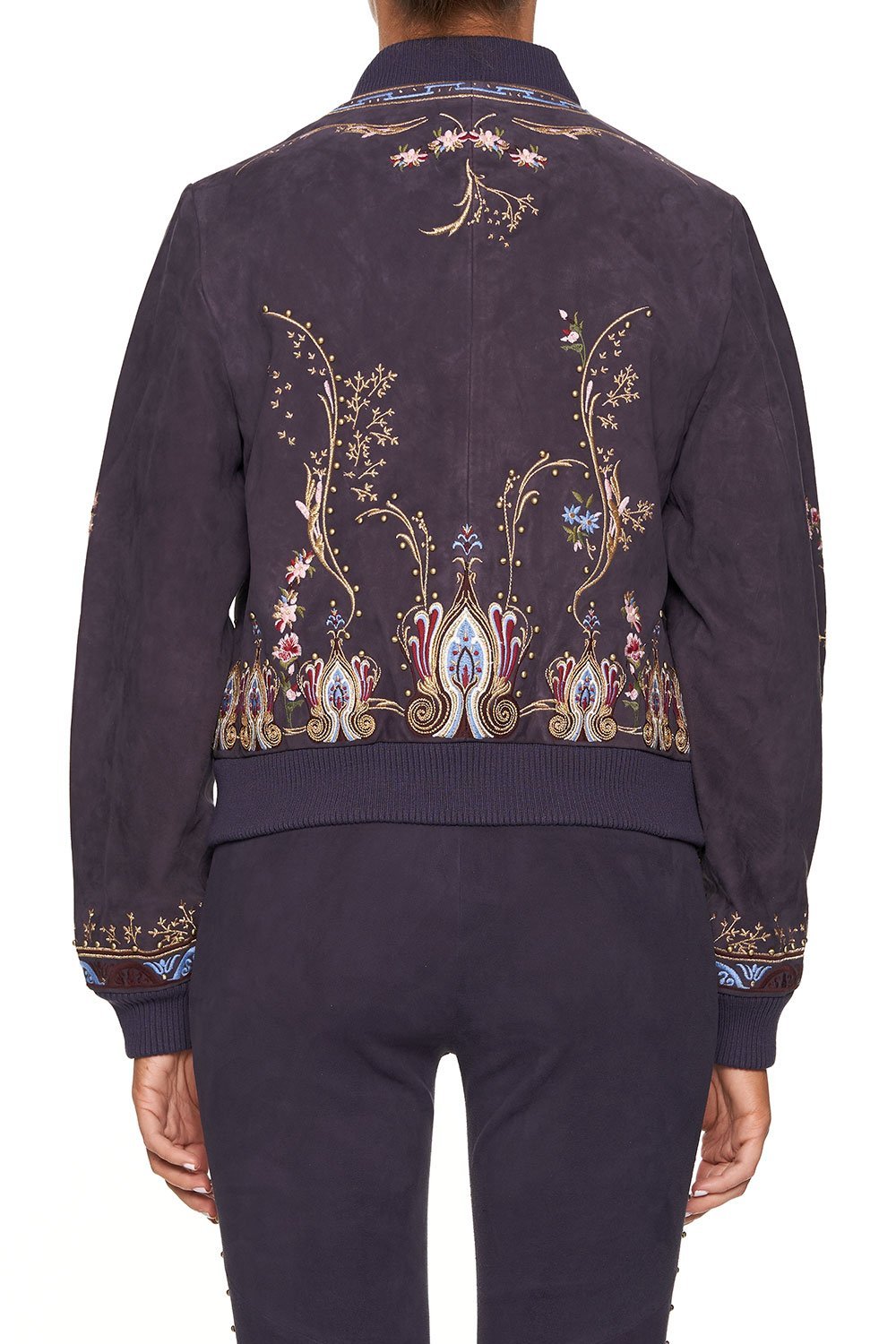 CAMILLA LEATHER BOMBER JACKET WILD FLOWER