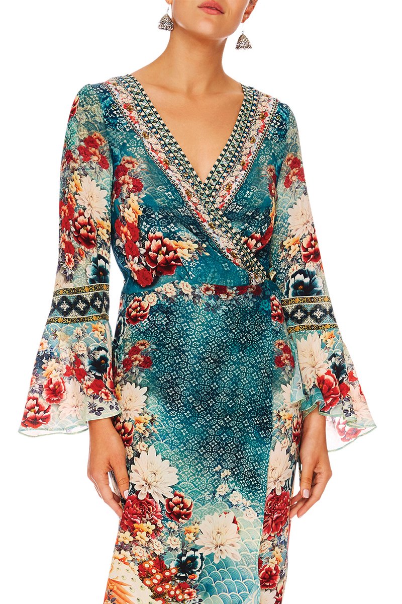 CAMILLA HER HEIRLOOM LONG SLEEVE WRAP DRESS