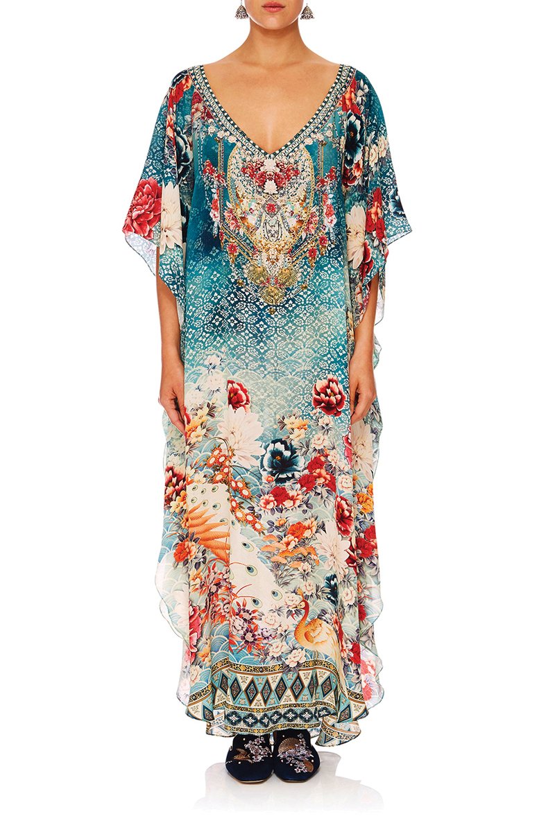CAMILLA HER HEIRLOOM LONG V NECK KAFTAN