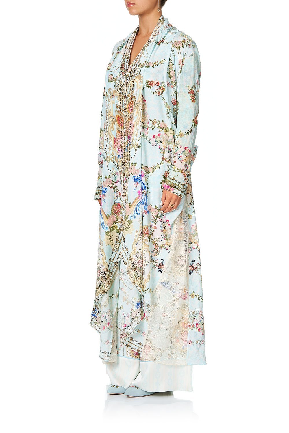 CAMILLA LONG CASUAL JACKET WITH LACE INSERTS VERSAILLES SKY