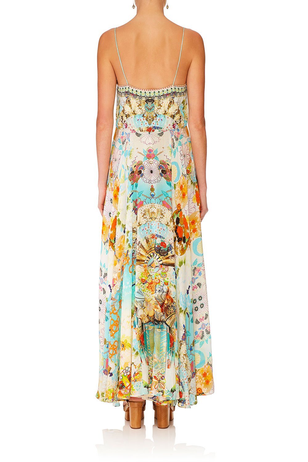 CAMILLA RETROS RAINBOW LONG DRESS W TIE FRONT