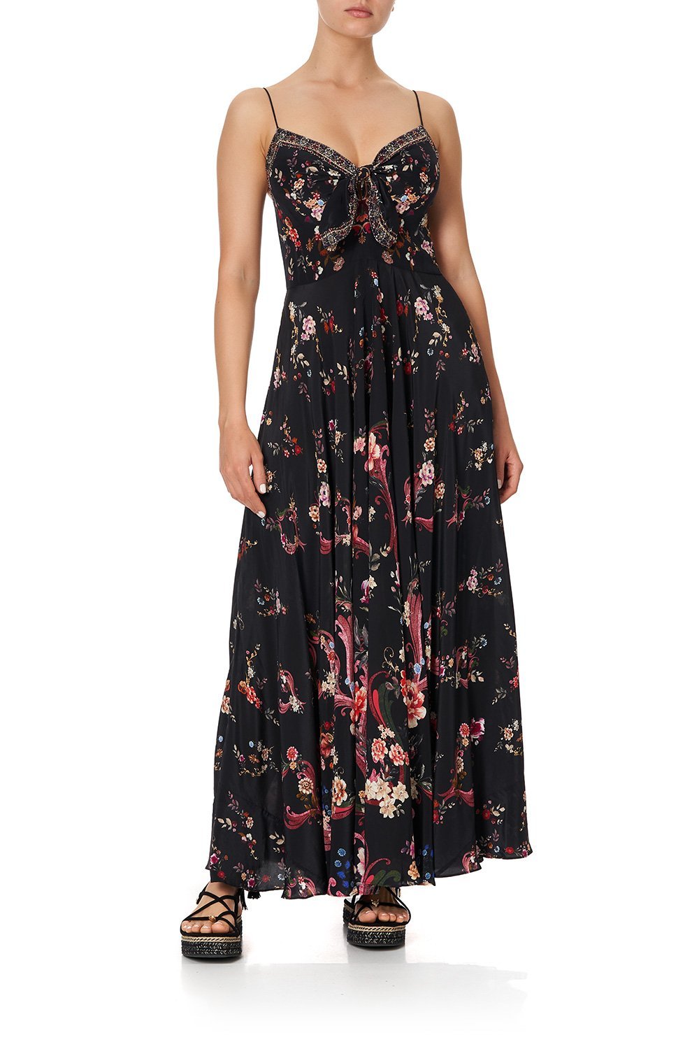 LONG DRESS WITH TIE FRONT A GIRL LIKE YOU